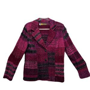 Margaret Lent Chenille Luxury Jacket Fiber Artist RICH ART WOW Handwoven Size M